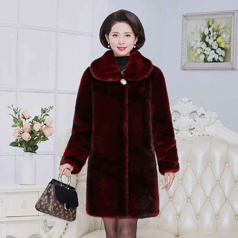 Fur Coat Women's Winter Large Size Thickened Imitation Mink Fur Coat Middle-aged Mother Wear