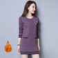 Autumn and Winter Core Yarn Plus Velvet Sweater Loose Korean Knit Sweater Half Turtleneck Neck Mid-length Sweater Skirt
