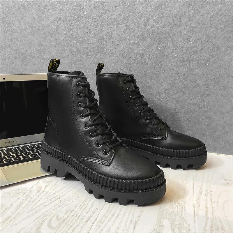 Autumn Men's Shoes Martin Boots Men's Leather Boots Trend Casual High-top Tooling Boots Cotton Shoes Winter Boots