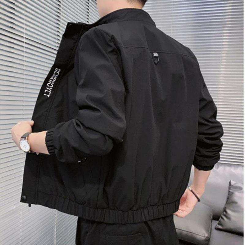 Spring and Autumn Jacket Men's Solid Color Trend Casual Loose Stand Collar Men's Sport Jacket Top Clothes Spring Clothes
