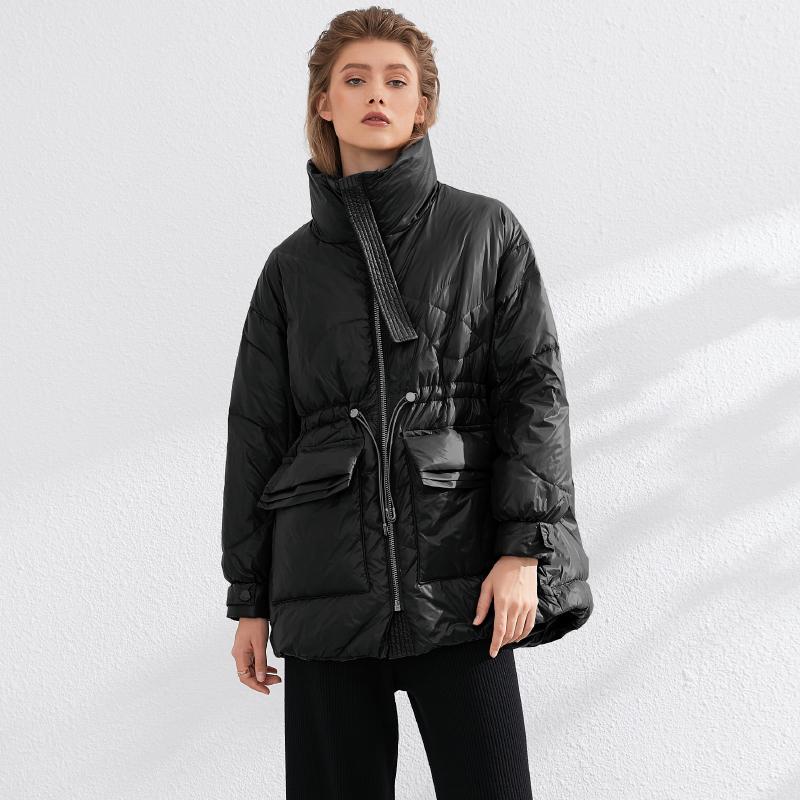 Pure Winter Lightweight Down Jacket Women Thick Warm Batwing Long Sleeve Loose Doudoune Pocket Ultra Light Duck Down