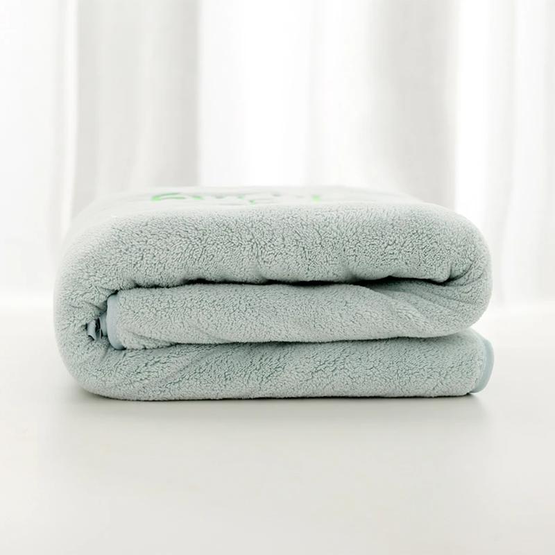 2 PCS Fiber Face Bath Towel Coral Velvet Soft Absorbent Dry Hair Towel Large Face Towel Not Shed Hair Embroidered Quick-Dry Towels for Home Bathroom