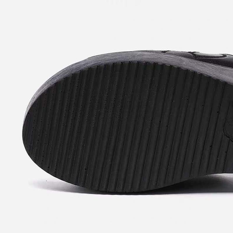 Wedge Heel Slippers Women's Sponge Cake Thick Bottom Fish Mouth Flip Flops Soft Bottom Black Hollowed Out Sandals and Slippers