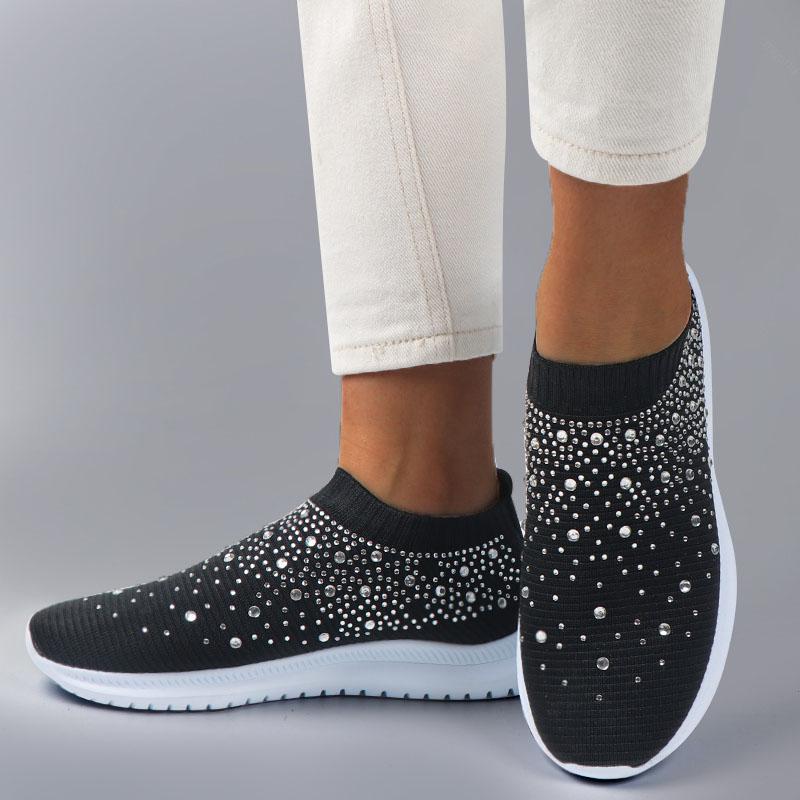 Women Flat Crystals Sneakers Breathable Casual Shoes Sport Shoes Outdoors