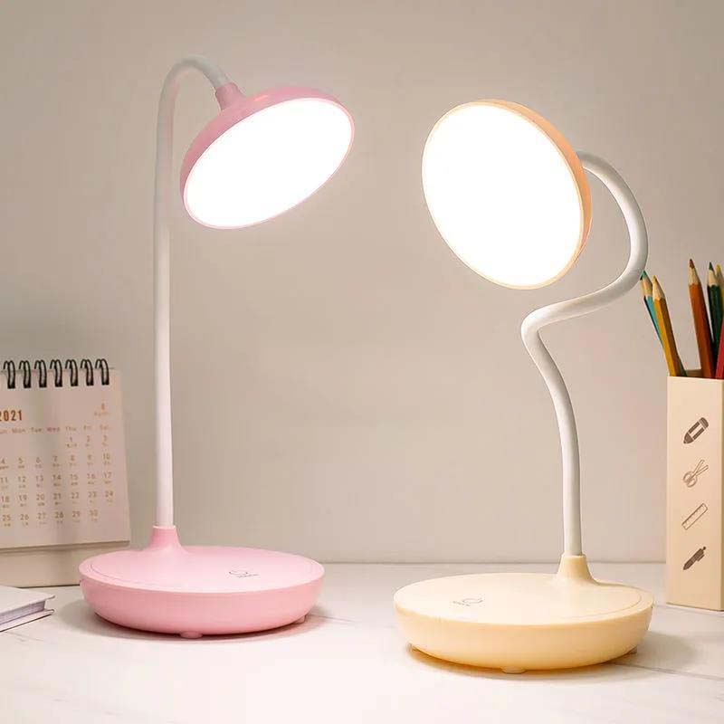 LED Three-speed Touch Dimming Reading Desk Lamp USB Charging Plug-in Energy-saving Eye Protection Learning Desktop Small Desk Lamp