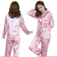 Spring and Autumn Ice Silk Long-sleeved Thin Women's Pajamas Sexy Korean Style Cute Spring and Summer Plus Size Two-piece Suit