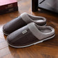 Women Unisex Winter Home Slippers Leather Waterproof Non Slip Slippers Plush Warm Indoor Flat Non-slip Slippers
