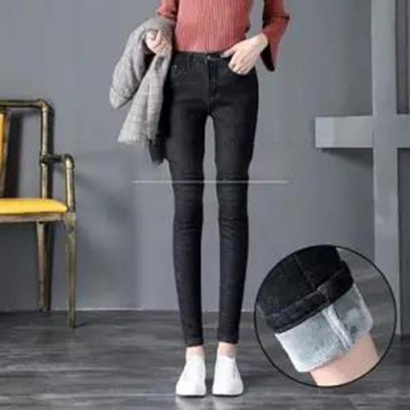 Women's Jeans Plus Velvet Thickening Winter High-waisted Tights To Keep Warm with Velvet Slim-fit Trousers Outer Wear Trousers