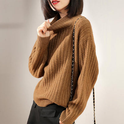 Winter Women Sweaters Pullovers Long Sleeve Turtleneck Knitting Sweater Loose Pullover Ladies Fall Sweater Solid Oversize Jumpers Thick Warm Tops