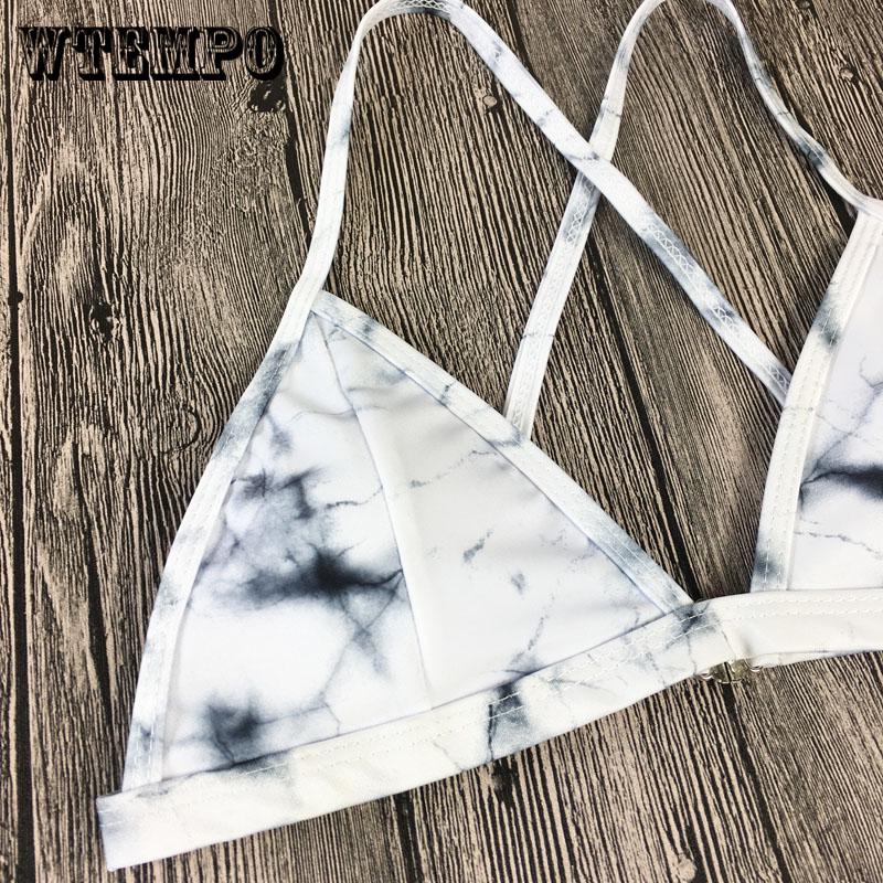 WTEMPO Sexy White Ink Bikini Cross Split Swimsuit