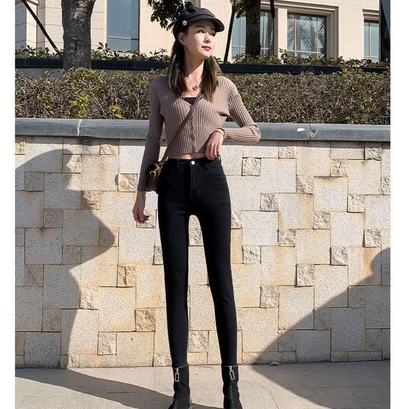 Spring Light-colored Jeans Women's High Waist Was Thinner and Taller Light Blue Stretch Tight-fitting Pencil Pants