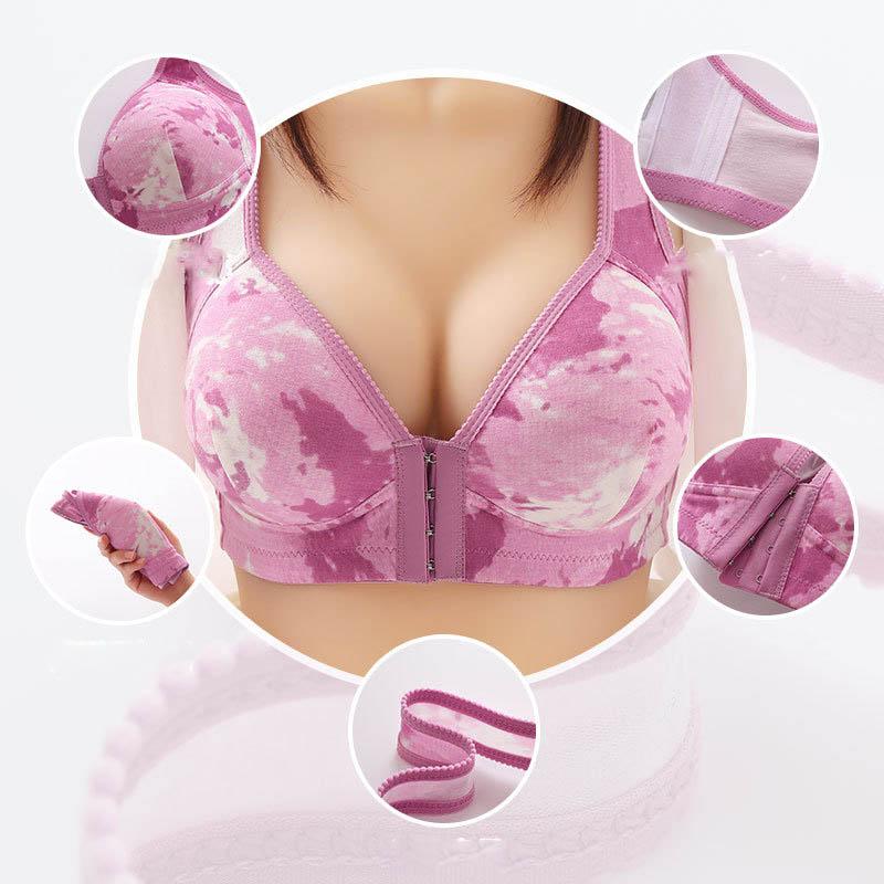 Beautiful Back Underwear Without Steel Ring Gathered Side-contracted Milk Thin Mold Cup Smooth Printing Fixed Double-shoulder Strap Vest-style Bra