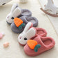Autumn and Winter Children's Cotton Slippers Indoor Warmth Flat-bottomed Cotton Shoes Rabbit and Radish Design