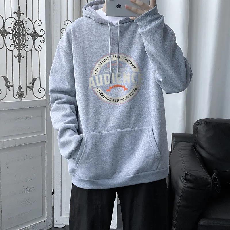 Winter Hooded Pullover Sweater Male Youth Plus Velvet Thick Warm Comfortable Loose Top