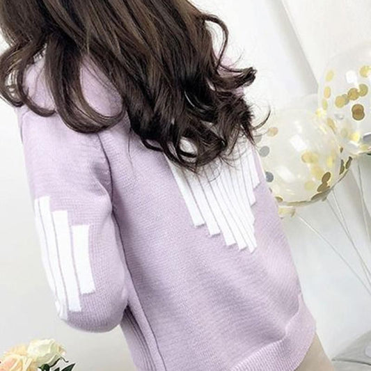 Spring  Autumn V-neck Cardigan Sweater Women Short Knit Small Coat Loose Casual Fashion Students All-match