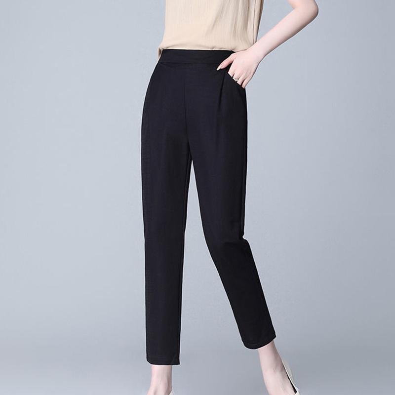 Summer Nine Points Loose Thin Large Size High Waist Korean Version White Pencil Pants Thin Black Casual Pants Women's Clothing