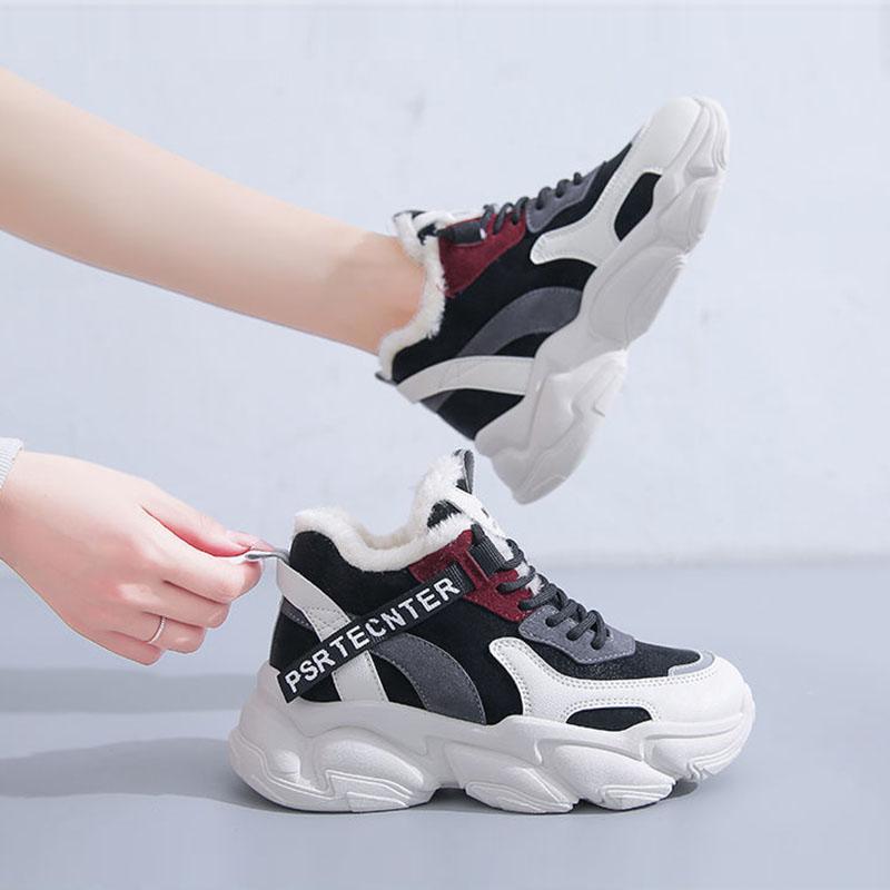 Old Shoes Women's Winter Cotton Shoes Plus Velvet Warm Martin Boots Thick Bottom Increase Casual Shoes Sports Shoes Snow Boots
