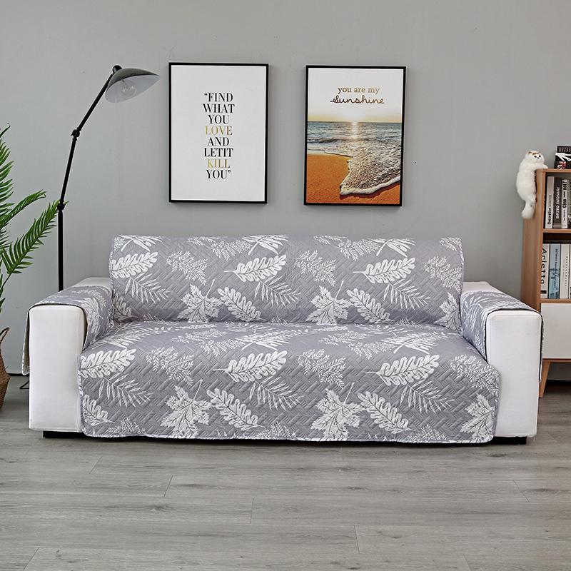 Grey Green Color Leaves Print Sofa Slipcover Anti-Slip Removable Washable Sofa Cover Furniture Protector Pet Mats