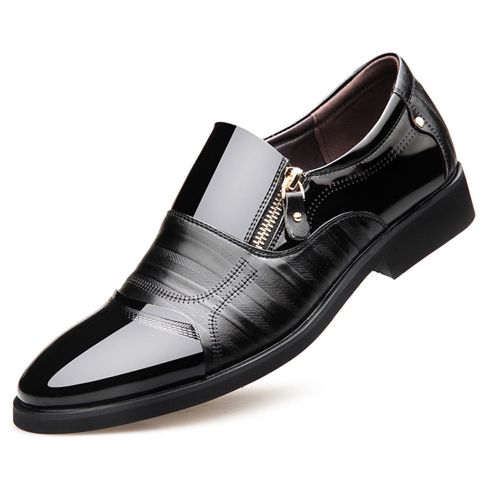 Men's Classic Pointed Toe Business Shoes Slip-on Leather Dress Oxford Shoes