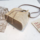 Handbag Women's Straw Woven Bucket Bag Summer Travel Beach Shoulder Messenger Bag