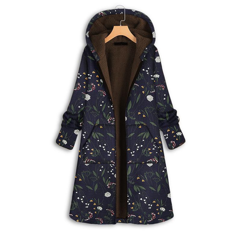 Women Winter Jacket Printed Thick Warm Hooded Parkas Coat Printed Long Casual Plus Size Jacket and Coat 2021 Winter New Lady Warm Coats