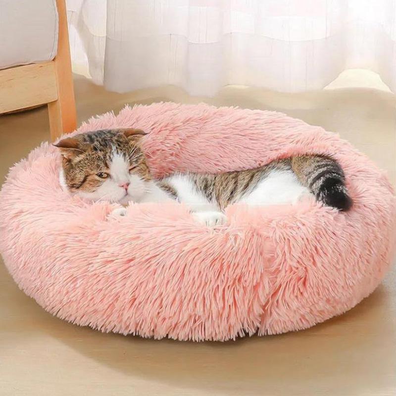 Dog Bed Mat Round Plush Cat Bed Soft Warm Pets Nest Kennel Small Pet Cushion Sleeping Sofa Cotton Bed Dogs House Winter Warm Beds Doggy Sleep Mat