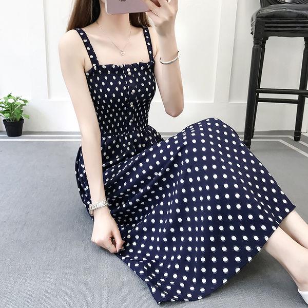Bohemian Slim and Fresh Suspender Wrapped In Chest Floral Chiffon Dress Women's Summer Vacation Beach Skirt