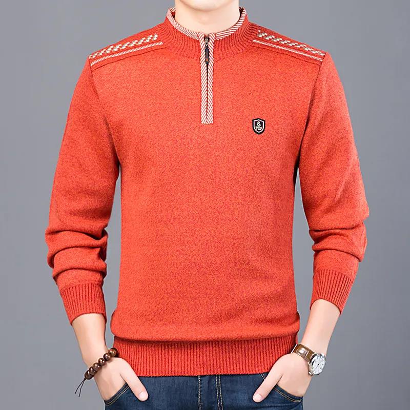 Winter Sweater Men's Zipper Half High Neck Knitted Sweater Men's Winter Thickening