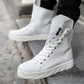 High-top Men's Leather Boots Men's High-top Round Toe Martin Boots Korean Style Boots