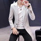 Men Business Suit V-neck Solid Color Coat Slim Windbreaker Casual Trend Parka Long Spring