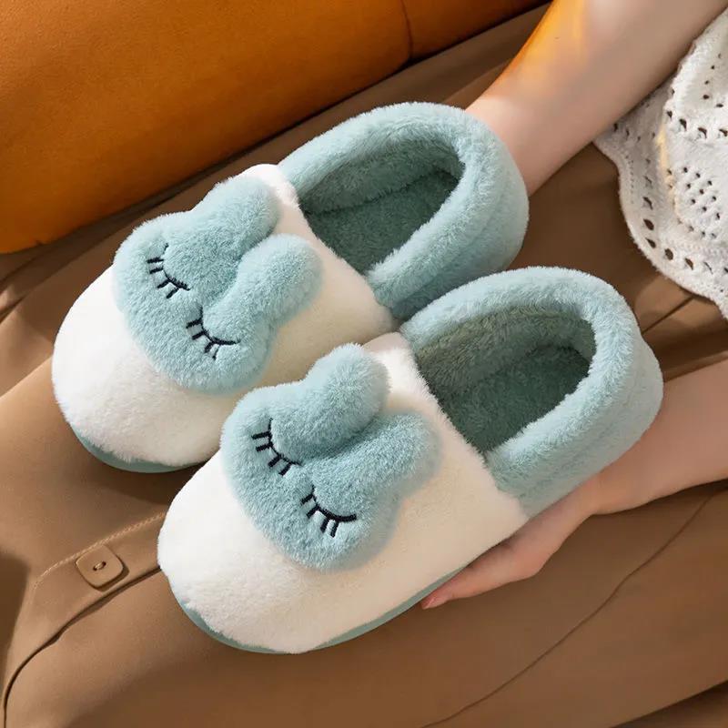 New Fashion Autumn Winter Cotton Slippers Rabbit Ear Home Indoor Slippers Winter Warm Shoes Womens Cute Plus Plush Slippers
