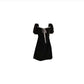 Female Summer Simple Retro Bow Elegant Black Bubble Sleeve One Neck Short Graceful Party Dress