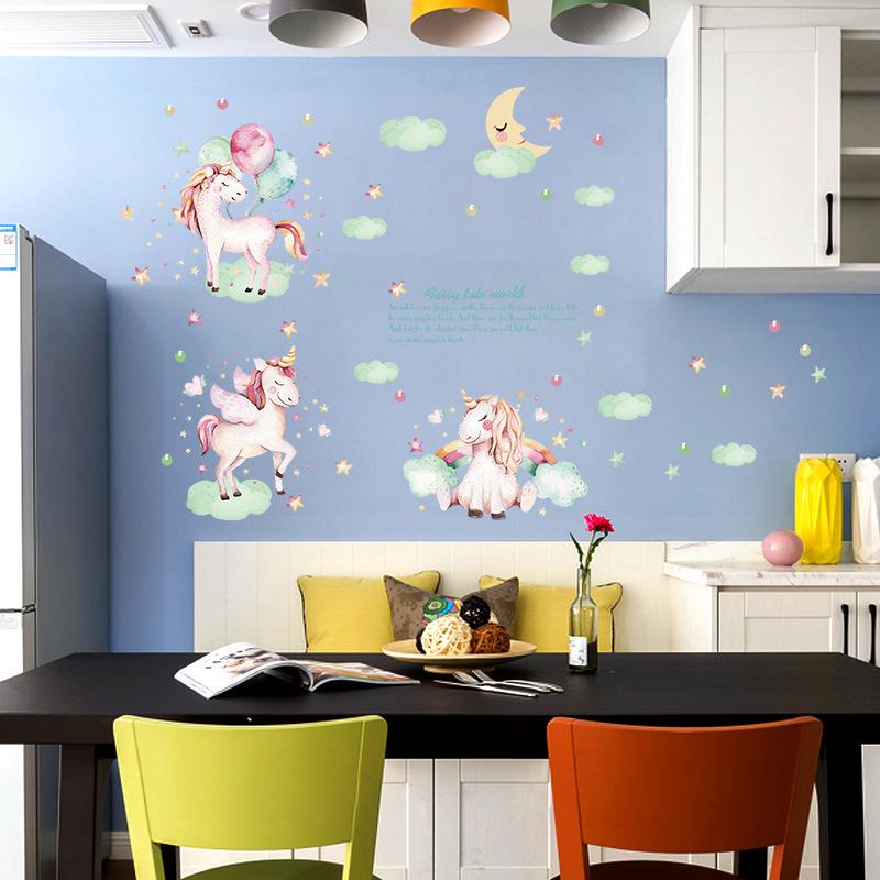 Unicorn Bedside corner restaurant wardrobe kindergarten layout and other decorative wall stickers