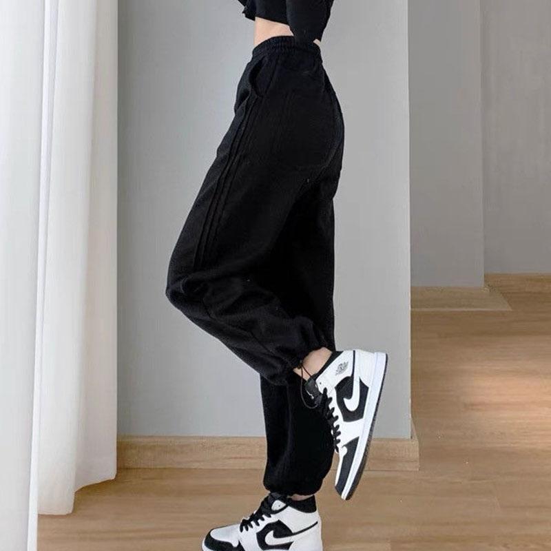 Pure Color Plus Velvet Trousers Wild Loose-fitting Harem Pants Thickened Women's Casual Trousers Trendy Slim and Fashionable
