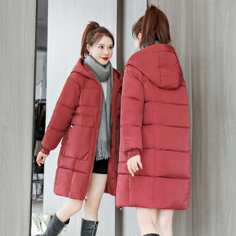 Winter Women's Mid-length Hooded Cotton Jacket Thick and Comfortable Large Size Loose Warm Jacket