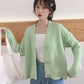 Spring and Autumn Knitted Loose Sweater All-match Long-sleeved Cardigan Sweater Fashion Solid Color Female Jacket