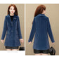 Women's Velvet Coat Mid-length Autumn and Winter Warm Woolen Coat Classic V Neck Slim Fit Coat Casual Padded Solid Soft High Quality Coats Large Size