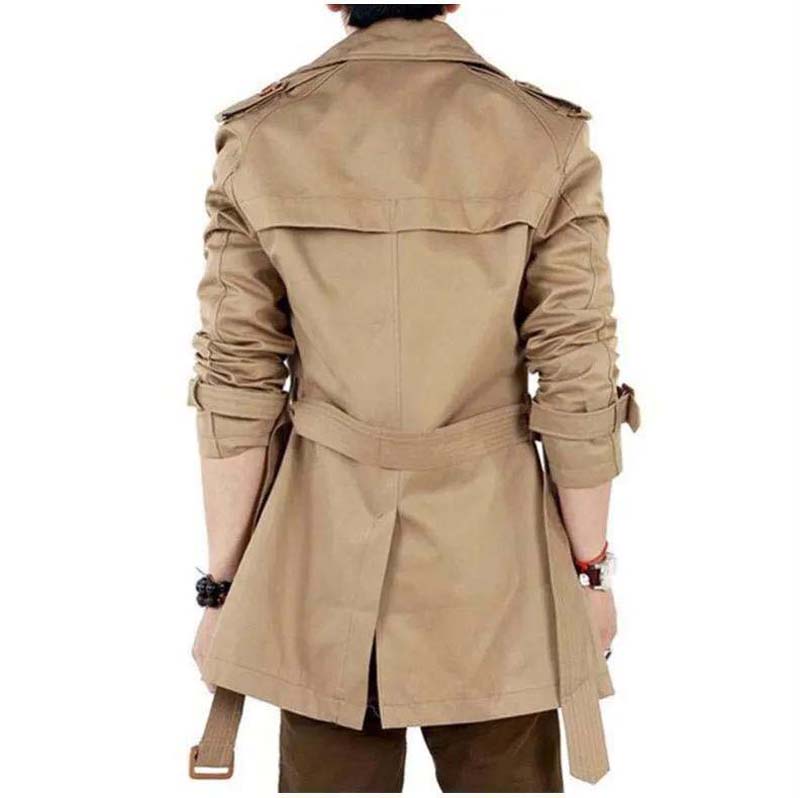 Men's Windbreaker Mid-length Spring and Autumn British Coat Thickened Youth Large Size Coat