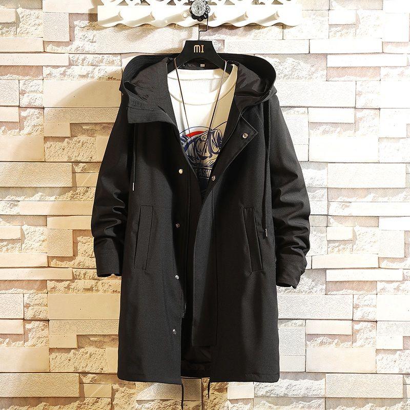 Mid-length Windbreaker Men's Coat Spring and Autumn 2021 New Trend Loose Large Size Youth Jacket