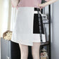 Pofulove Women Anti-light Irregular Contrast Color Skirt High Waist Slim Sexy Package Hip Skirts