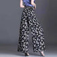 Flower Print Wide-leg Pants Women's Summer Large Size High Waist Loose Drape Thin Trousers Elastic Waist Skirt Pants