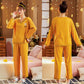 Women's Long-sleeved Pajamas Set Daisy Print V-neck Home Wear Suit Spring Sweet Casual Large Size Loose Pajamas Two-piece Set