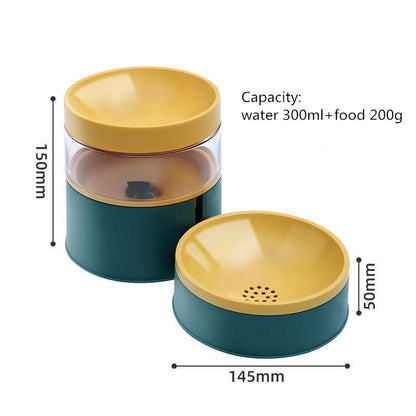 Cat Bowl Double Bowl Anti-overturning Dog Food Basin Cat Water Dispenser Automatic Water Storage Unplugged Non-slip Water Food Dispenser