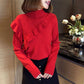 Autumn and Winter Half High Neck Sweater Fungus Lace Slim Long Sleeve Sweater
