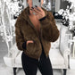 Women's Autumn and Winter Jacket Hooded Bunny Fur Grass Short Coat Female Long Sleeve Solid Color Warm