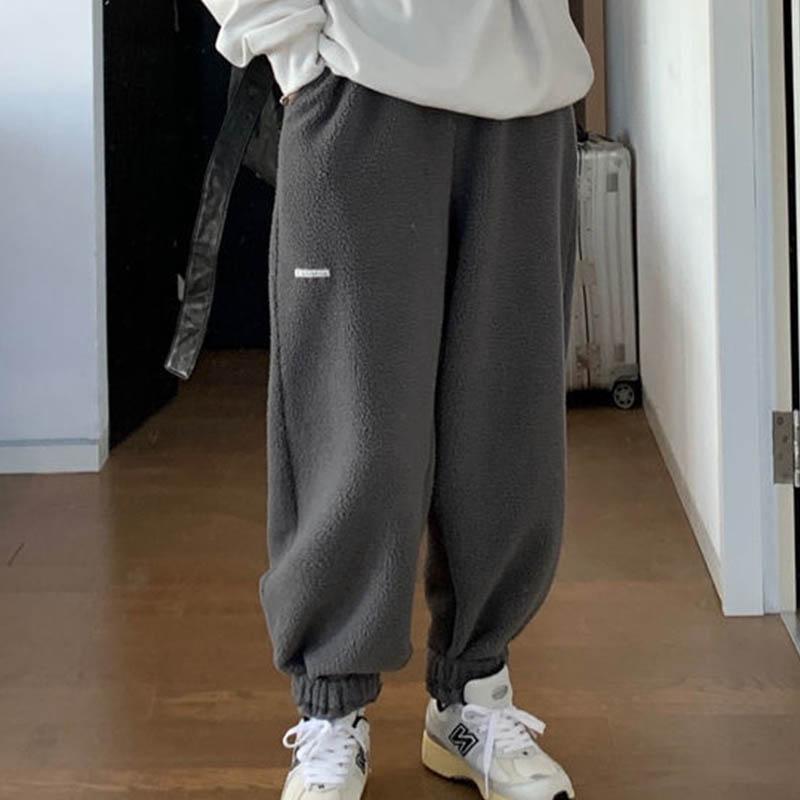Lamb Velvet Homemade Warmth and Velvet Thickened Pants Women Winter Loose Straight Leggings Footwear Pants Slimming Casual Sports Pants