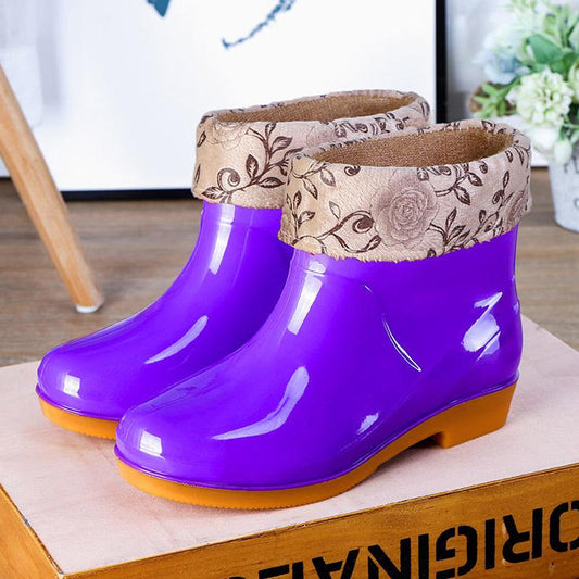 Water Shoes Girls Low Cut Adult Rain Boots Women Plus Velvet Short Tube Fashion Water Boots Women Non-slip Rain Boots Women Waterproof Shoes