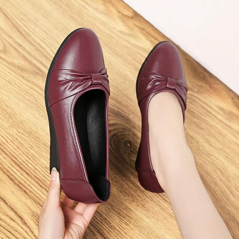 Women Wedges Pumps PU Leather Heels Slip on Shoes Black Office Lady Shoes Spring Summer Pumps Shallow Platform Zapatos