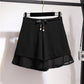 Fashion Plus Size Shorts Set Women's Summer Sleeveless Pleated Blouse Chiffon Shorts Two-piece Suit