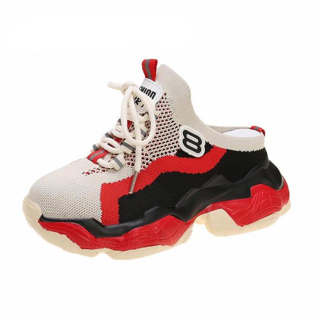Roman Breathable Chunky Sneakers Women Summer Mesh Slip-on Woman Casual Sneakers Thick Sole Women Shoes